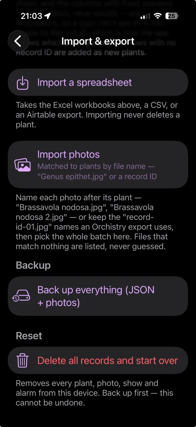 Back up everything, and delete all records
